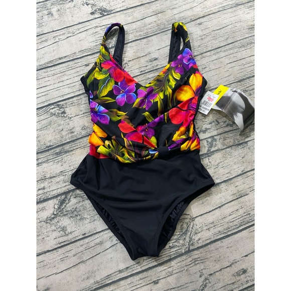 Longitude Swimsuit 12 One Piece Floral Hawaiian Tropical Bathing Suit Sun Goddes - Picture 1 of 10